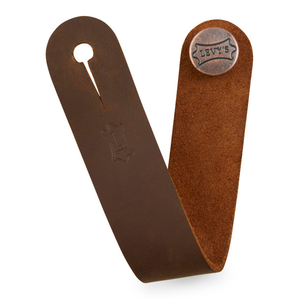 Levy's Leathers Brown Leather Headstock Strap Adapter for Acoustic Guitars