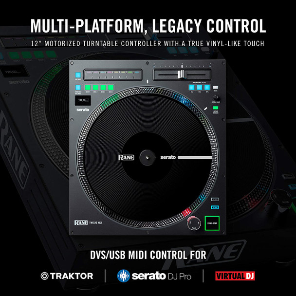 RANE DJ Twelve MKII | 12-Inch Motorized Vinyl Like MIDI Turntable with USB MIDI & DVS Control for Traktor, Virtual DJ & Serato DJ