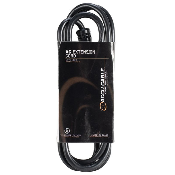 ADJ EC163-6 6'BLK, 16/3 GAUGE, EDISON EXT.