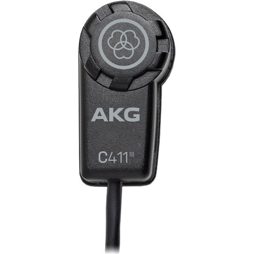 AKG C411 L Ultra-light vibration pickup with mini XLR connector for use with B29 L battery operated power supply or AKG WMS bodypack transmitters.