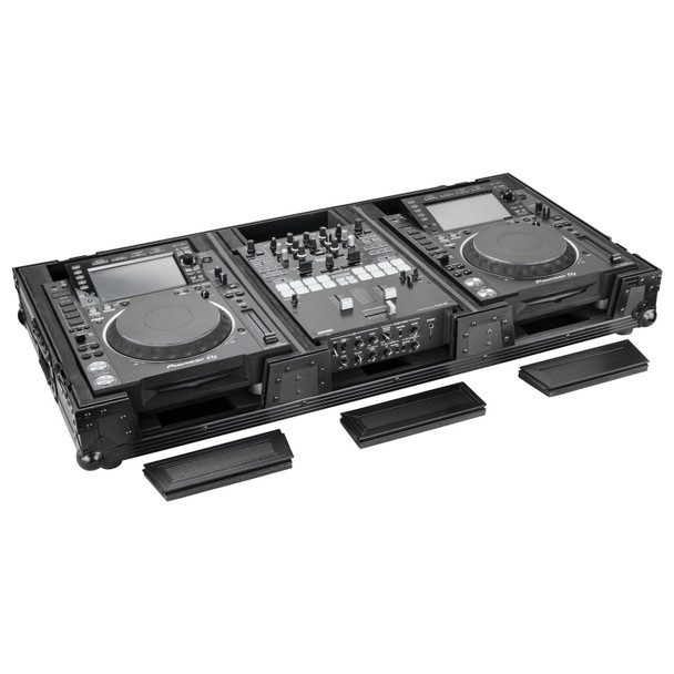 Odyssey FZ10CDJWXDBL BLACK LABEL EXTRA DEEP DJ COFFIN WITH WHEELS FOR A 10" FORMAT DJ MIXER & 2 LARGE FORMAT CD/DIGITAL MEDIA PLAYERS