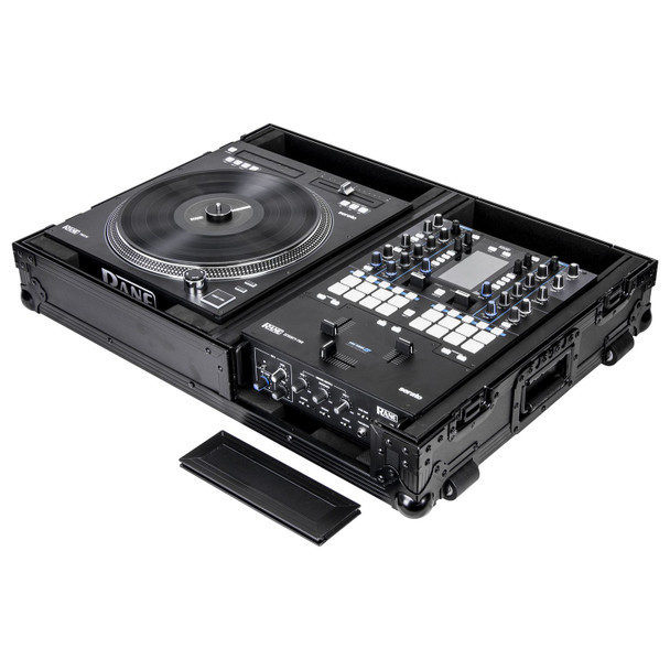 Odyssey FZ1RA1272WBL BLACK LABEL SERIES COMPACT SYSTEM DJ COFFIN WITH WHEELSFOR A RANE SEVENTY / SEVENTY-TWO MIXER AND ONE RANE TWELVE TURNTABLE CONTROLLER