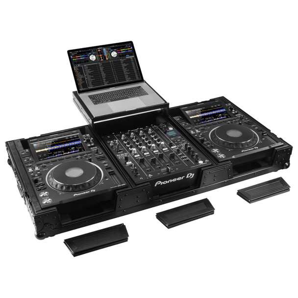 Odyssey FZGS12CDJWXD2BL GLIDE STYLE EXTRA DEEP BLACK DJ COFFIN CASE FOR 12" FORMAT DJ MIXER & 2 MEDIA PLAYERS