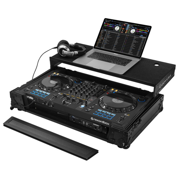 Odyssey FZGSDDJFLX61BL PIONEER DDJ-FLX6 ATA 1U FLIGHT CASE IN BLACK WITH GLIDE LAPTOP PLATFORM