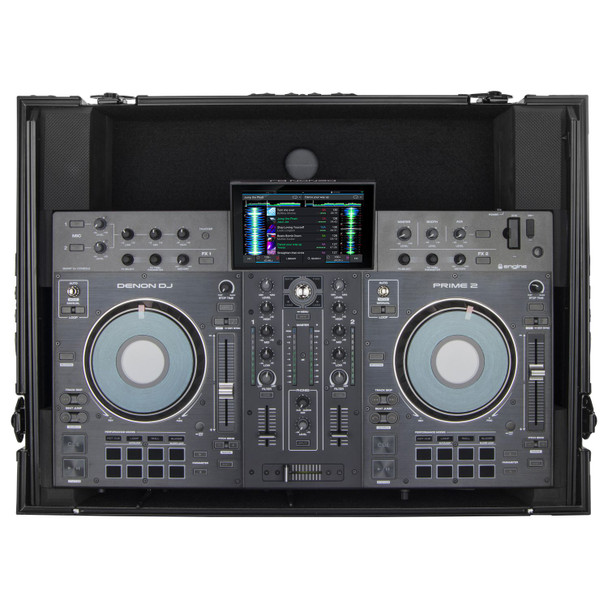 Odyssey FZGSPRIME2BL BLACK LABEL DENON PRIME 2 DJ CONTROLLER GLIDE STYLE CASE WITH 19" 1U BOTTOM RACK