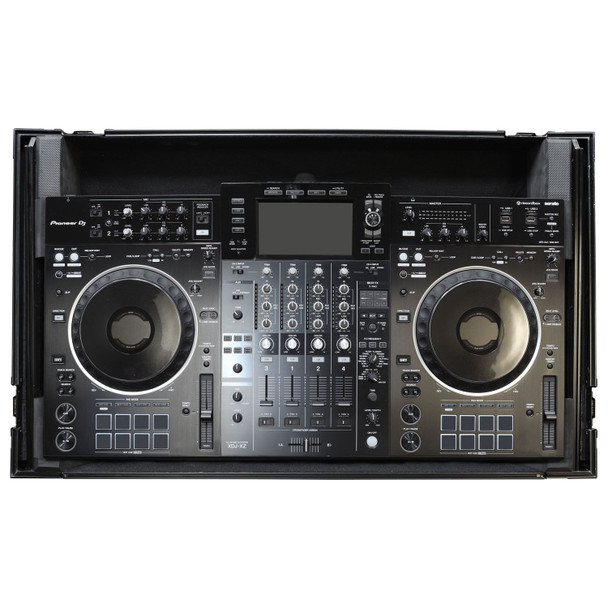 Odyssey FZGSXDJXZW1BL BLACK LABEL PIONEER XDJ-XZ DJ CONTROLLER GLIDE STYLE CASE WITH WHEELS AND 19" 1U BOTTOM RACK - Supports GSA angle panels