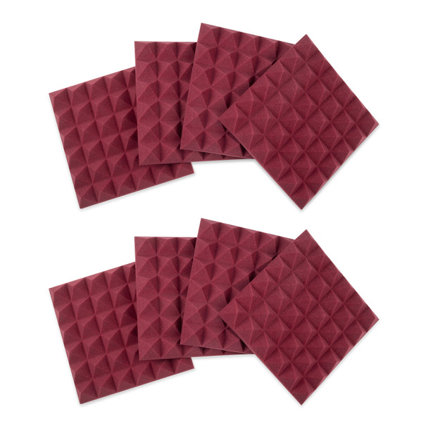 Gator Cases GFW-ACPNL1212PBDY-8PK Eight (8) Pack of 2-Thick Acoustic Foam Pyramid Panels 12x12  Burgundy Color