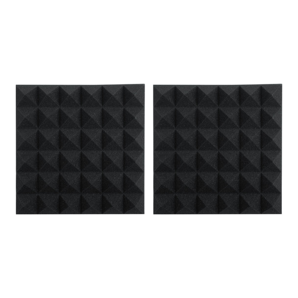 Gator Cases GFW-ACPNL1212PCHA-2PK Pair of 2-Thick Acoustic Foam Pyramid Panels 12x12  Charcoal Color