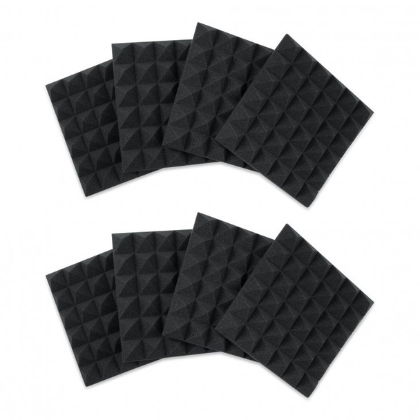 Gator Cases GFW-ACPNL1212PCHA-8PK Eight (8) Pack of 2-Thick Acoustic Foam Pyramid Panels 12x12  Charcoal Color