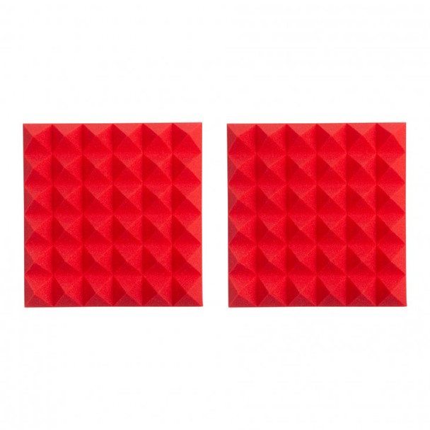 Gator Cases GFW-ACPNL1212PRED-2PK Pair of 2-Thick Acoustic Foam Pyramid Panels 12x12  Red Color