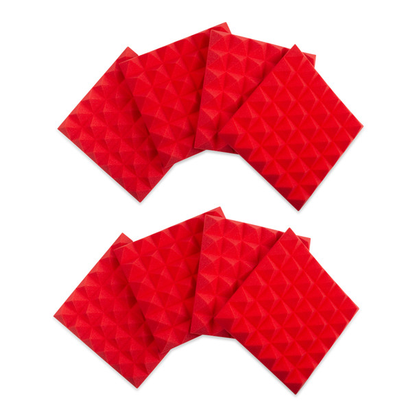 Gator Cases GFW-ACPNL1212PRED-8PK Eight (8) Pack of 2-Thick Acoustic Foam Pyramid Panels 12x12  Red Color