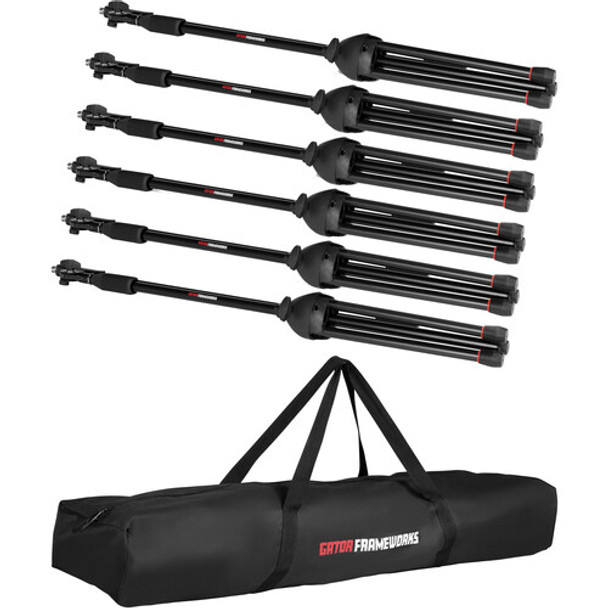 Gator Cases GFW-MIC-6PACKBG Microphone Boom Stand 6-pack with Carry Bag