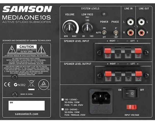 Samson SAM10S Active Studio Subwoofer 10" Woofer 100 watts