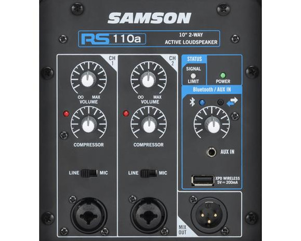 Samson SARS110A Active Loudspeaker - 300 watts - 10" LF / 1" HF Drivers, Bluetooth, XPD Wireless port