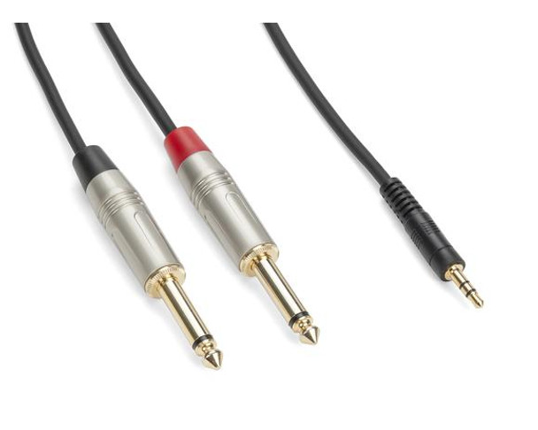 Samson SATPADR83 1/8" TRS (stereo) to dual RCA (metal) - 3' Breakout cable 