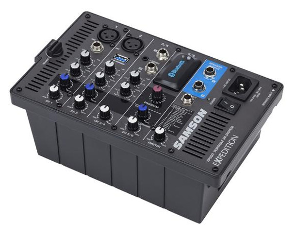Samson SAXP300B Portable PA - Stereo 6" 2-way Monitors with removable 6-channel powered mixer (2 x 150 watts) with Bluetooth