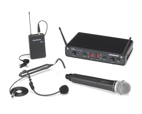 Samson SWC288ALL-I Concert 288 Dual Channel Wireless All-In-One System with Q6 Handheld, LM5 Lavalier and HS5 Headset Microphones