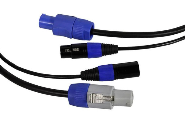 Blizzard DMX5PC 3 Powercon to Powercon w/ 5-pin DMX Combo Cable, 3'