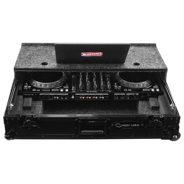 Odyssey Pioneer DDJ-1000 / DDJ-1000SRT 1U Case in Black with Patented Glide Platform and Corner Wheels