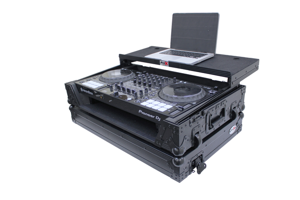 ProX XS-DDJ1000 WLTBL Fits Pioneer DDJ-1000 SRT / FLX6 Case BLACK on BLACK w/ Sliding Laptop Shelf & Penn-Elcom Wheels, 1U Rack Rails