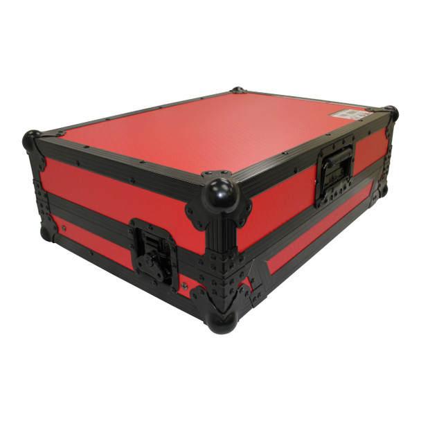ProX XS-DDJSR2LTRB LED ATA Flight Case for Pioneer DDJ-SR2 DJ Controller with Laptop Shelf and LED - Black Red