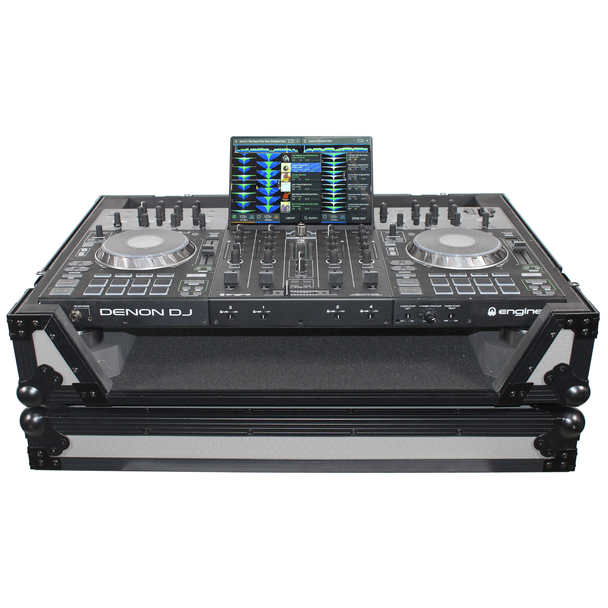 ProX XS-PRIME4 WGB Fits Denon PRIME4 Case W/ Wheels Gray on BLACK & 1U Rack Rail