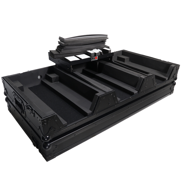 ProX XS-CDM3000WLTBL Fits 2x Pioneer CDJ 3000 Case / Pioneer Nexus900 Mixer BLACK ON BLACK-w/ Sliding laptop shelf & Wheels