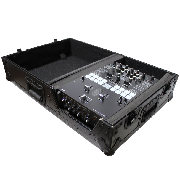 ProX XS-TMC1012WBL Single Turntable & Mixer w/ low profile wheels BLACK on BLACK