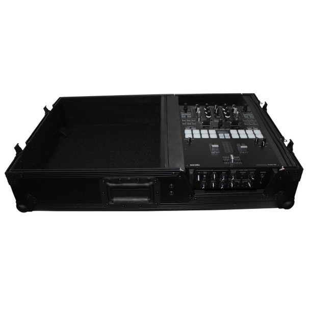 ProX XS-TMC1012WBL Single Turntable & Mixer w/ low profile wheels BLACK on BLACK