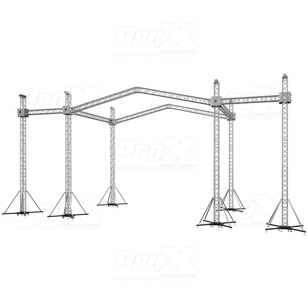 ProX XTP-GS302023-PR2-12D 12D Stage Roofing System 20'W x 30'L x 23'H & Speaker Wings - Incl 6 Chain Hoist