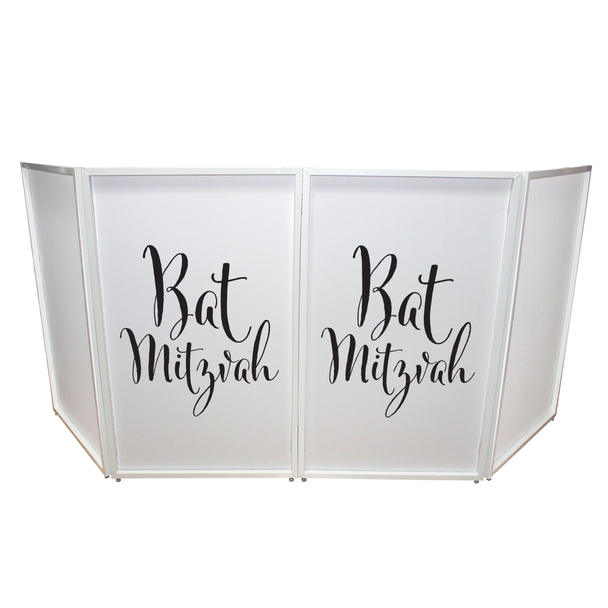 ProX XF-SBATMITZ Bat Mitzvah Facade Enhancement Scrim - Black Script on White | Set of 2 Single scrims