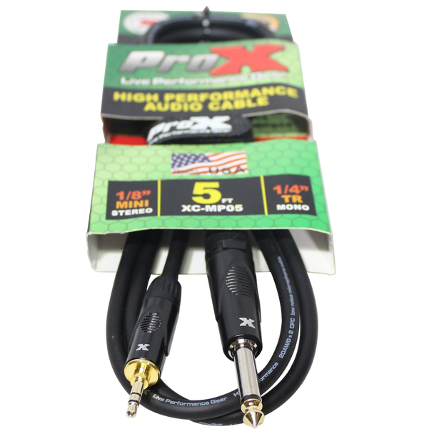 ProX XC-MP05 5FT 3.5mm TRS to 1/4" TS CABLE