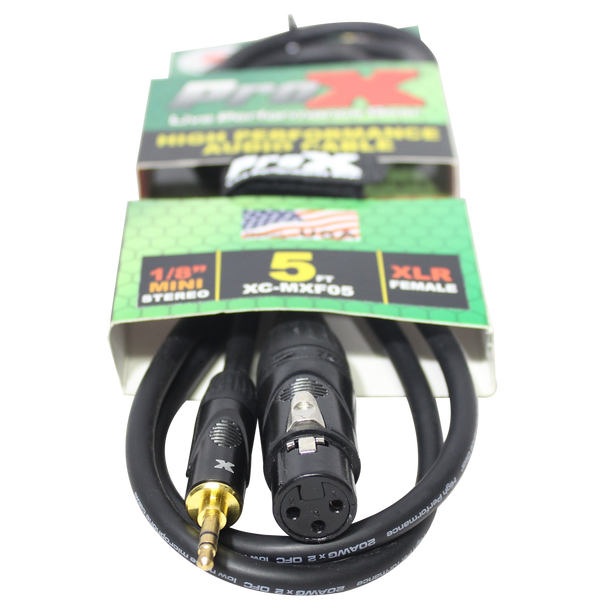 ProX XC-MXF05 5FT 3.5mm TRS to XLR-F CABLE