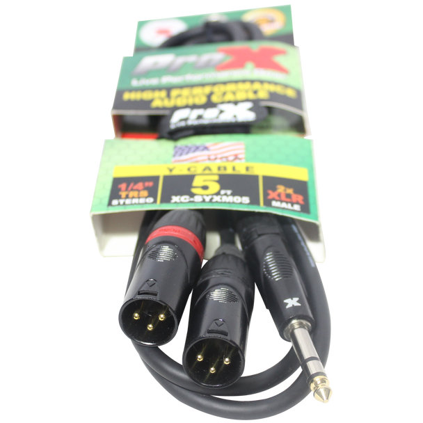 ProX XC-SYXM05 5FT 1/4" Stereo to Dual XLR-M