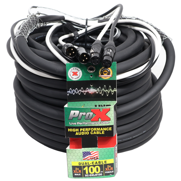 ProX XC-DXLR100 100FT Dual XLR-3M to XLR-3F