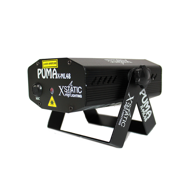 ProX PUMA X-ML48 Red and Green laser light, with 7 Gobos Varience free laser grade: Class 3R Green: 30mw / Red: 100mw