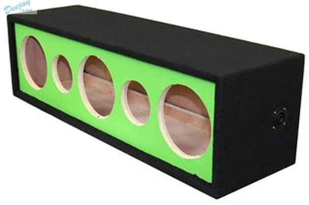 DEEJAY LED D10H3TW2VYGRSIDE For 10-in Three Horn Two Tweeters Side Speaker Enclosure Green Vinyl cloth colored
