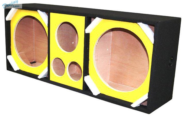 DEEJAY LED D12T2H1YELLOW Two 12in Woofers plus Two Tweeters and One Horn YELLOW Empty Chuchera Speaker Enclosure