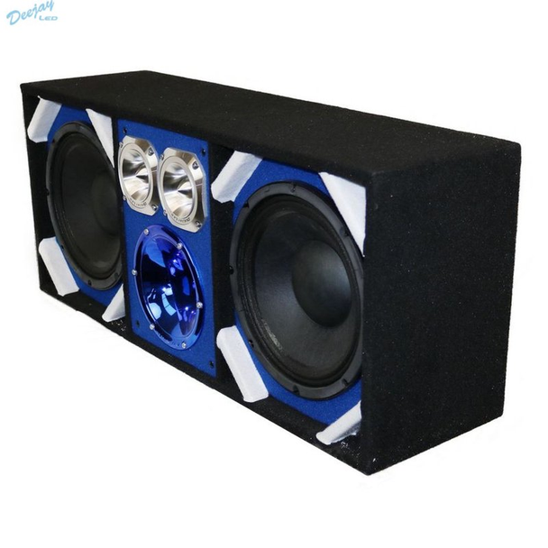 DEEJAY LED TBH10BLUE Loaded Box w/Two Despacito Heavy Duty 10-in Woofers One Horn and w/Two Bullet Tweeters BLUE