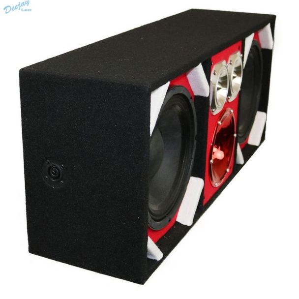 DEEJAY LED TBH10RED Loaded Box w/Two Despacito Heavy Duty 10-in Woofers One Horn and w/Two Bullet Tweeters RED