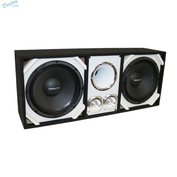 DEEJAY LED TBH12WHITE Loaded Box w/Two Despacito Heavy Duty 12-in Woofers One Horn and w/Two Bullet Tweeters WHITE