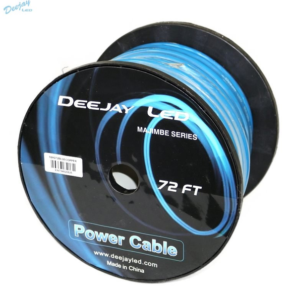 DEEJAY LED TBH272BLUECOPPER 2 GAUGE 72 FT 100% Copper Power Cable Used for Vehicular Audio Amplifiers BLUE