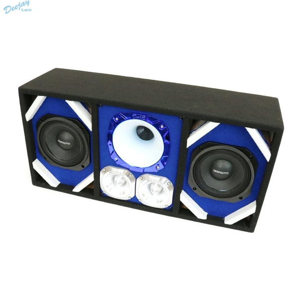 DEEJAY LED TBH6BLUE Loaded Box w/Two Despacito Heavy Duty 6-in Woofers One Horn and w/Two Bullet Tweeters BLUE