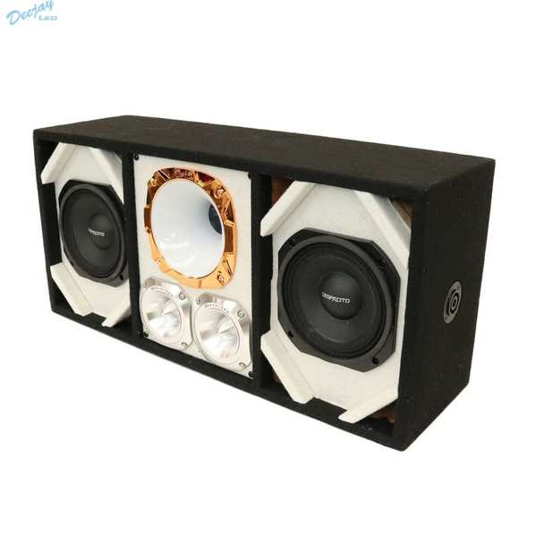 DEEJAY LED TBH6WHITE Loaded Box w/Two Despacito Heavy Duty 6-in Woofers One Horn and w/Two Bullet Tweeters WHITE