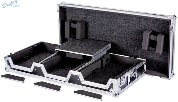 DEEJAY LED TBHDJM9CDJ2KWLT Fly Drive DJ Coffin Case For Pioneer Two CDJ2000 Plus One DJM900 Mixer or Similarly Sized Equipment with Laptop Shelf & Low Profile Wheels