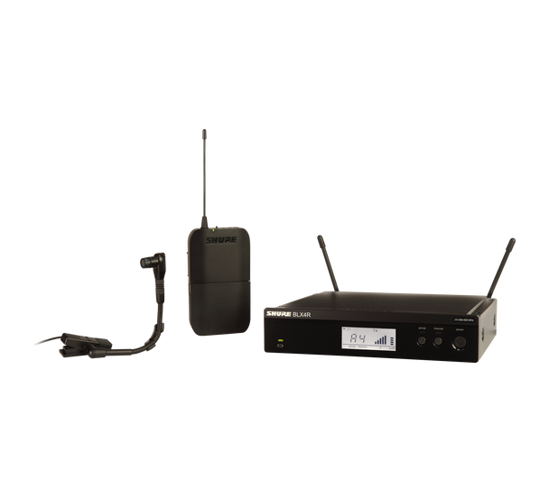 Shure BLX14R/B98-H9 Instrument System with (1) BLX4R Wireless Receiver (1) BLX1 Bodypack Transmitter and (1) WB98H/C Cardioid Condenser Instrument Microphone