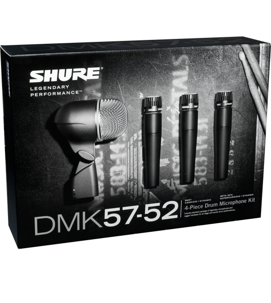 Shure DMK57-52 Drum Microphone Kit includes 3 SM57 Microphones one BETA 52A Microphone three A56D Drum-mounting Systems and a Carrying Case