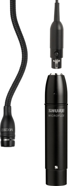 Shure MX202B/S Supercardioid - Black Mini-Condenser for Overhead Miking 30 Cable In-Line Preamp with XLR Microphone Stand Adapter