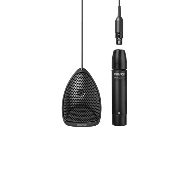 Shure MX391/S Supercardioid - Miniature Black Condenser Boundary Microphone 12' Attached Cable Detachable preamp with XLR