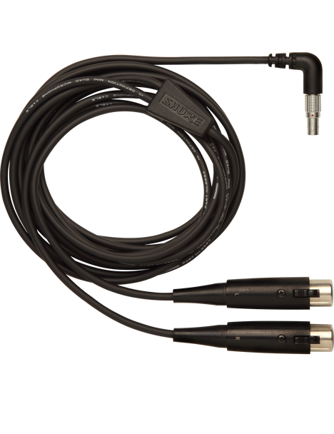 Shure PA720 10' Input Cable for the P6HW Hardwired Bodypack (5 Pin LEMO Connector to L & R female XLR Connectors)